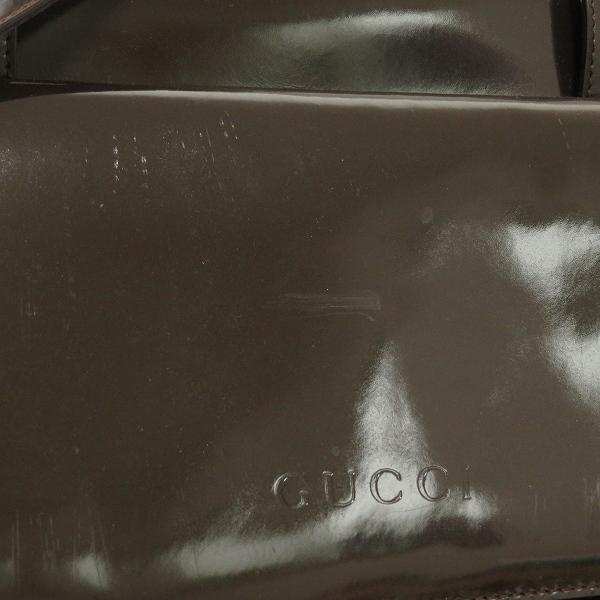 anb グッチ GUCCI ショルダーバッグ こげ茶 バンブー エナメル