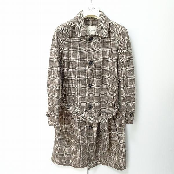 anc パルト PALTO コート 茶系 チェック 薄手 ステンカラー イタリア製  