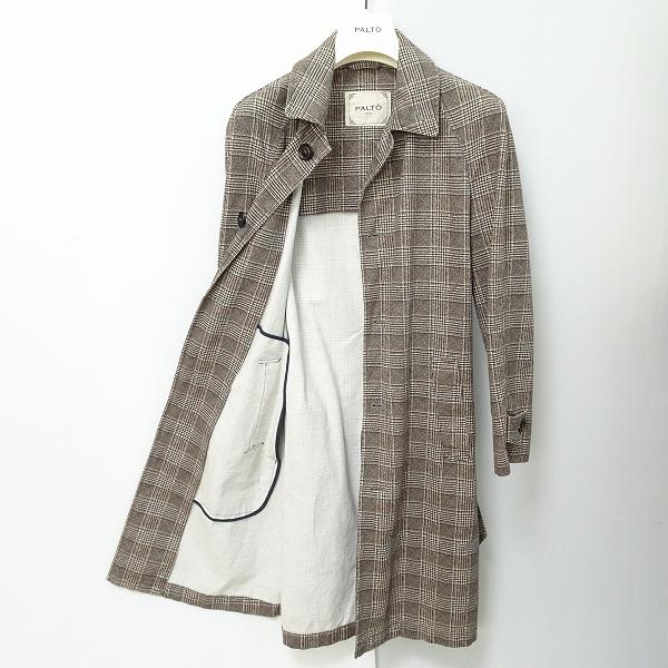 anc パルト PALTO コート 茶系 チェック 薄手 ステンカラー イタリア製