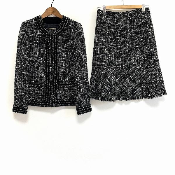 #wnc レリアン Leilian セットアップ 9 グレー系 ツイード フリンジ レディース [890914] | Leilian