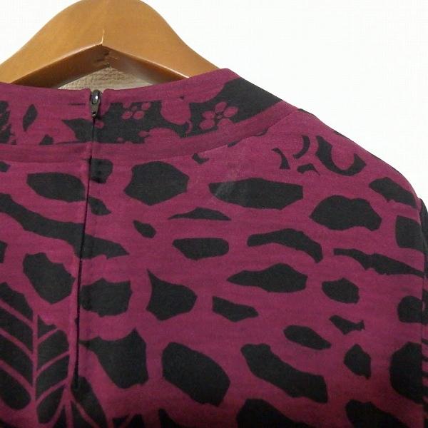 anc レオナール LEONARD カットソー M 黒 ボルドー 柄 バックジップ  