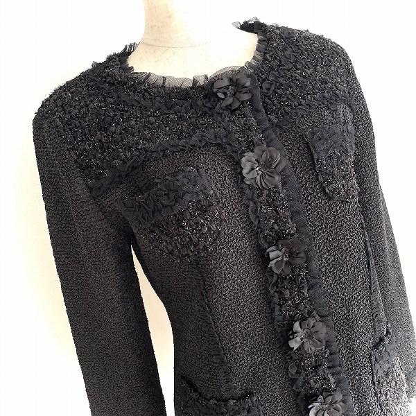 NOKO OHNO（ノコオーノ） #anc ジャケット 40 黒 ラメ ポケット 花