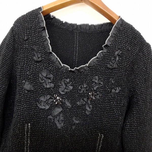 anc ノコオーノ NOKOOHNO カットソー 40 黒 Gプリーツ フリル 