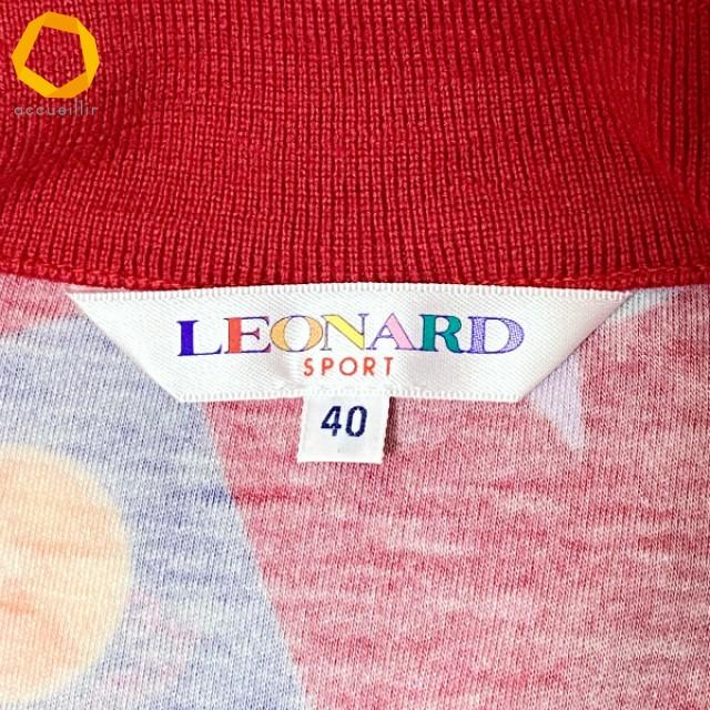 レオナールスポーツ LEONARD SPORT ポロシャツ 40 赤 マルチ 総柄 長袖