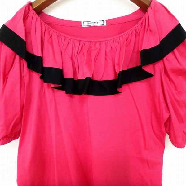 #snc イヴサンローラン Yves Saint Laurent セットアップ 9 ピンク 黒 ツーピース ヴィンテージ 半袖 フレア レディース [894629]_2