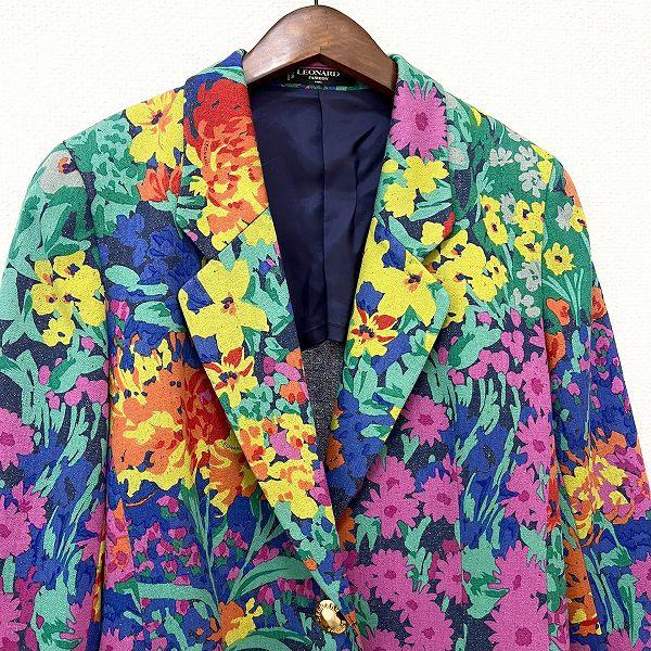 LEONARD（レオナール） #anc ジャケット 11AR マルチ 花柄 金ボタン