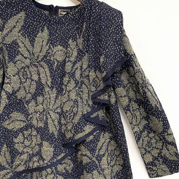 斉藤都世子 #wnc サイトウトヨコ セットアップ 紺 金 ニット ラメ 花柄