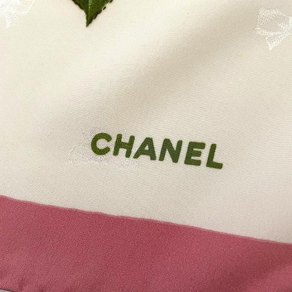 apzs シャネル CHANEL スカーフ クリーム色 ピンク系 シルク