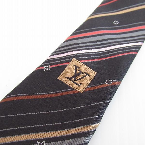 #anzt ルイヴィトン LOUISVUITTON ネクタイ 黒 マルチカラー シルク スターブロッサム 総柄 イタリア製 美品 メンズ [898968]_4