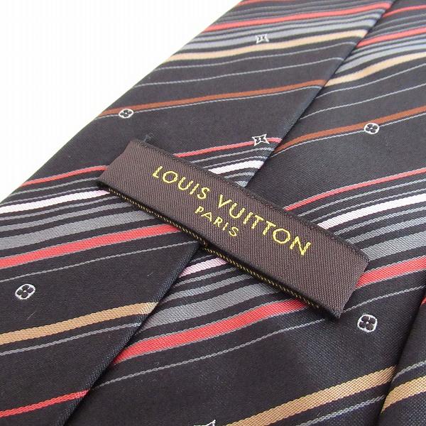 #anzt ルイヴィトン LOUISVUITTON ネクタイ 黒 マルチカラー シルク スターブロッサム 総柄 イタリア製 美品 メンズ [898968]_6