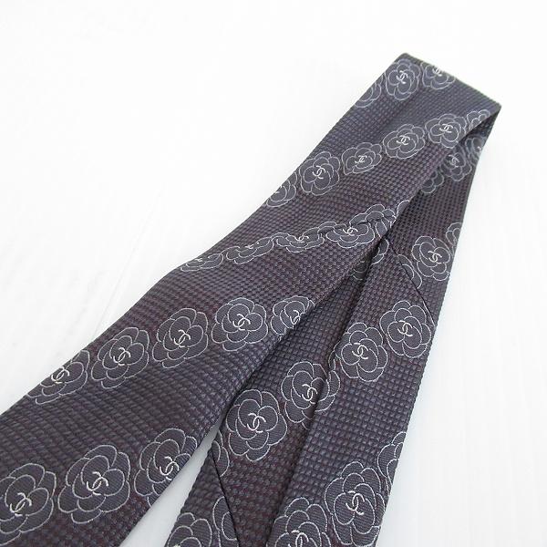 CHANEL #anzt シャネル ネクタイ グレー 茶 シルク カメリア