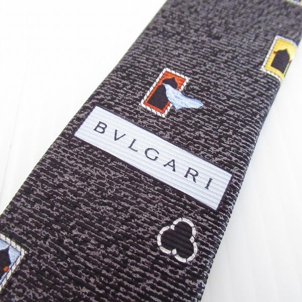 BVLGARI シルク ネクタイ グレー/ブラック BVLGARI シルク ネクタイ グレー/ブラック