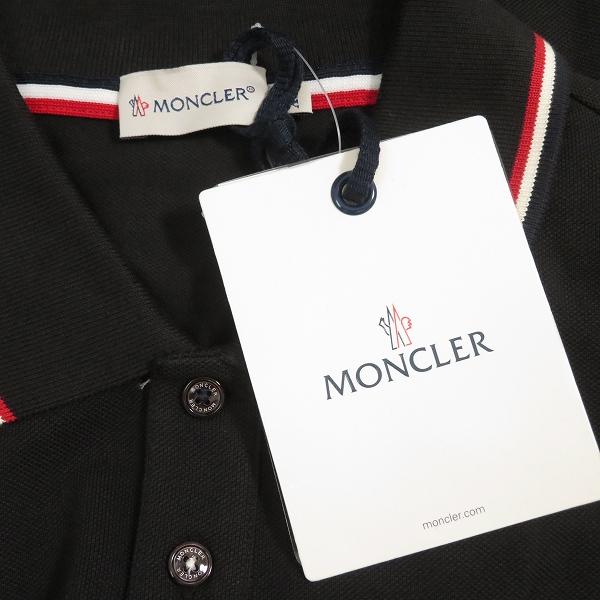 希少XL モンクレール ポロシャツ 長袖 黒 ロゴワッペン トリコロール 美品 MONCLER #anc モンクレール Moncler ポロシャツ XL 黒 長袖