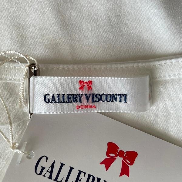 #snc ギャラリービスコンティ GALLERYVISCONTI カットソー 2 白 半袖 花刺繍 ビジュー レース タグ付き 美品 レディース [899601] ギャラリービスコンティ #snc GALLERYVISCONTI カットソー 2 白