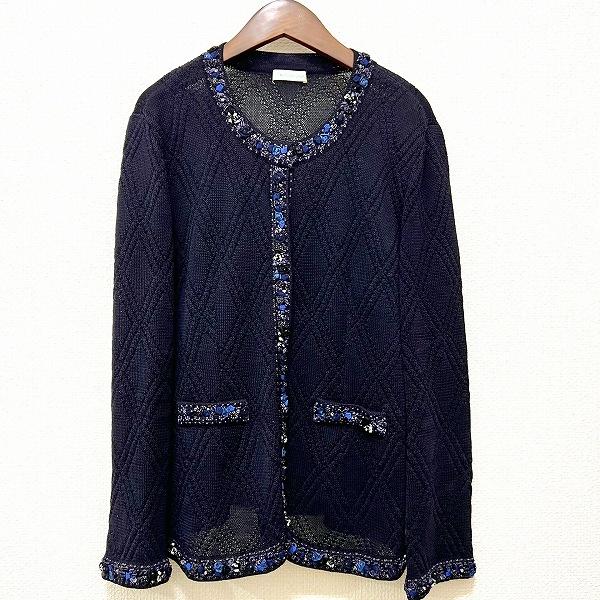 snc アトリエサガン ATELER SAGAN カーディガン L 紺系 ニット 花