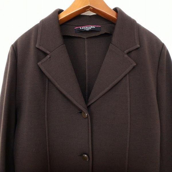 LEONARD #anc レオナール ジャケット 11AR 茶 シルク混 レディース 