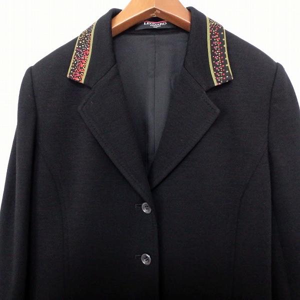 wnc レオナール LEONARD ジャケット 11AR 黒 シルク混 レディース  