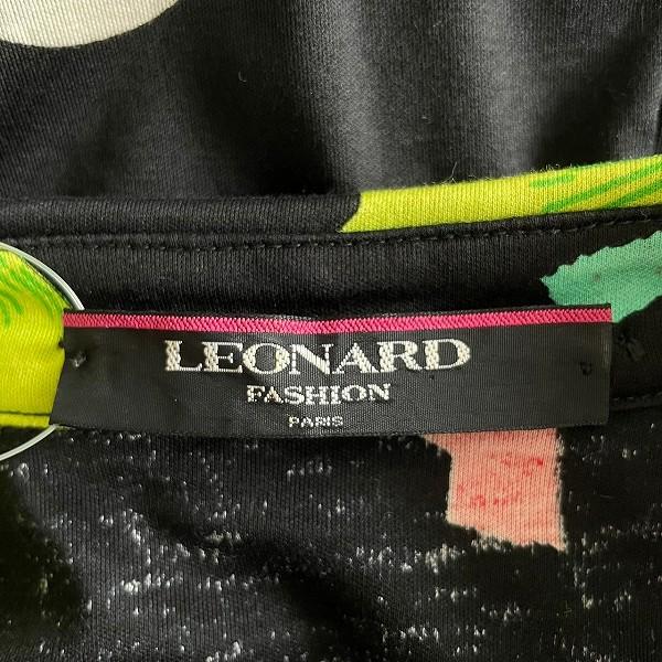 snc レオナール LEONARD ワンピース L 黒系 マルチ ノースリーブ 花柄