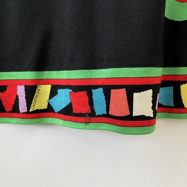 snc レオナール LEONARD ワンピース L 黒系 マルチ ノースリーブ 花柄