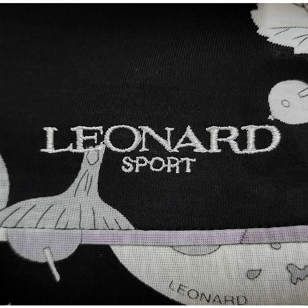 snc レオナール LEONARD カットソー 42 黒 薄紫系 花柄 フルーツ柄 