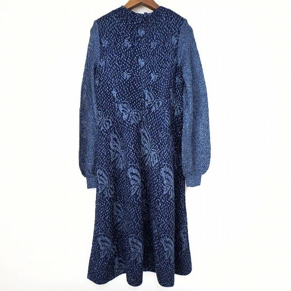 斉藤都世子 #wnc サイトウトヨコ ワンピース 紺 青 ニット ラメ 蝶