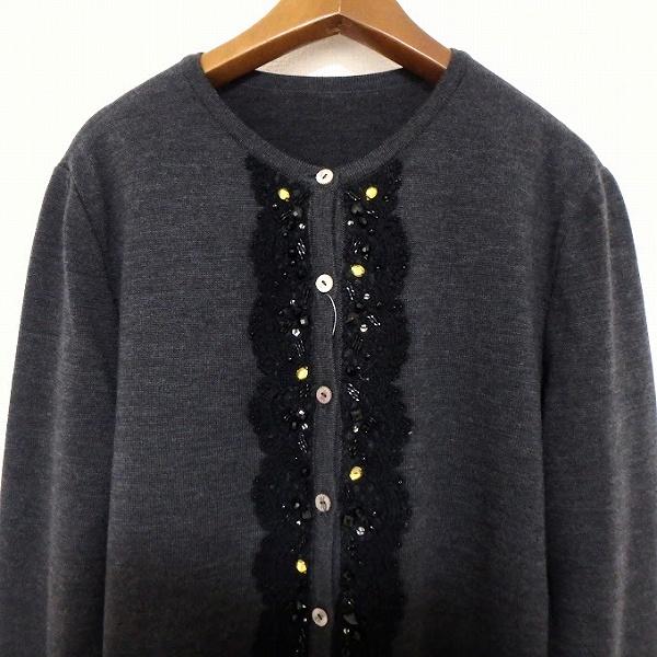 #wnc レリアン Leilian カーディガン 9 ダークグレー 黒 ニット ビジュー レース レディース [902045] |  | 02