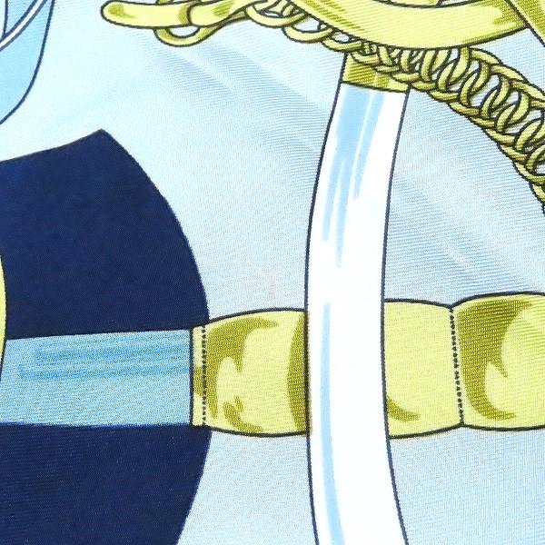 apzs エルメス HERMES カレ90 Eperon d'Or 黄金の拍車 スカーフ 紺