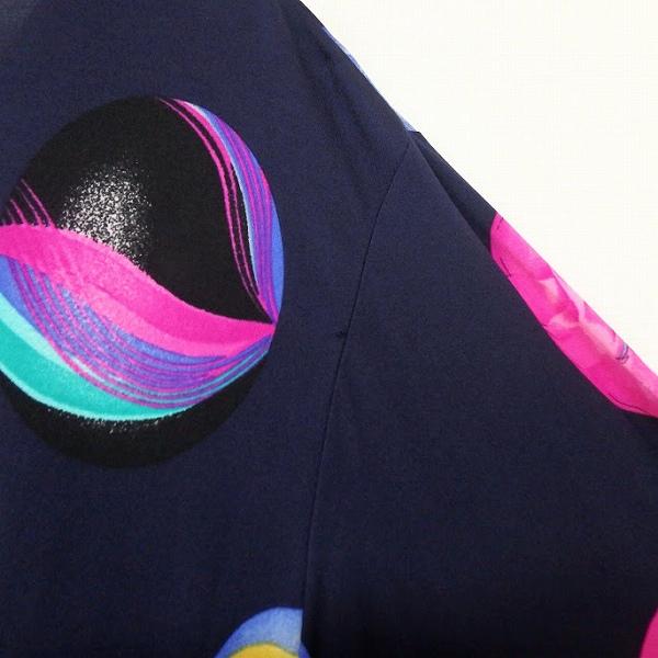 snc レオナール LEONARD カットソー 40 紺 マルチ 柄 半袖 シルク