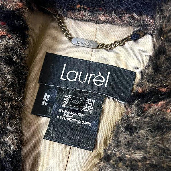 wnc ローレル エスカーダ Laurel コート 40 茶系 黒 チェック アルパカ 