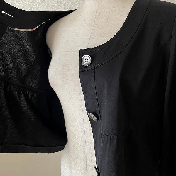 BURBERRY #anc バーバリー ジャケット 36 黒 ノーカラー カーディガン 