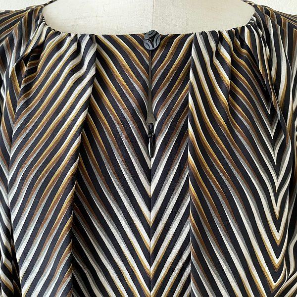 TAE ASHIDA #anc タエアシダ ワンピース 7 黒 白 茶 シルク V柄  