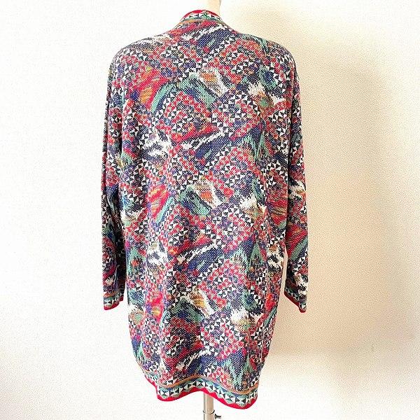 【MISSONI】XLサイズ ニットカーディガン　総柄　イタリア製 マルチカラー MISSONI（ミッソーニ） #anc カーディガン M マルチ 赤 ニット