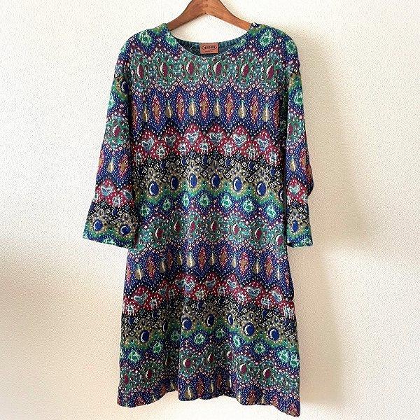 wxc ミッソーニ MISSONI ワンピース 48 マルチ 緑 青 ニット 総柄