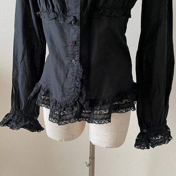 PINK HOUSE - ピンクハウス ブラウス 黒 花柄 フリル レース セール】 フランス製レースブラウス （シャツ・ブラウス）｜PINK