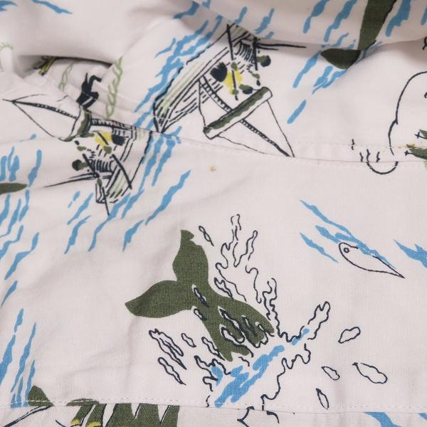 snc バラクータ BARACUTA 半袖シャツ L 白系 水色 カーキ 船 イカリ
