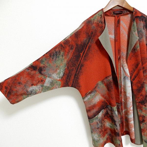 anc シセンドウ 詩仙堂 ロング カーディガン 赤系 ドルマン ちりめん