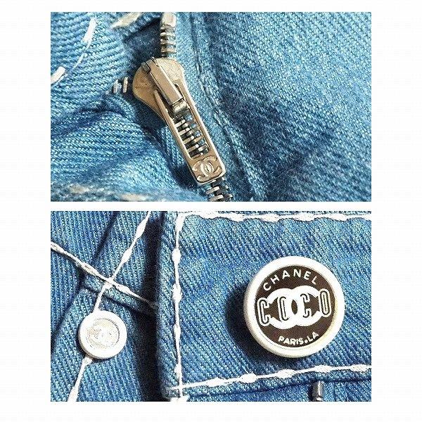 apc シャネル CHANEL パンツ ソフトデニム 38 青系 08C ココボタン
