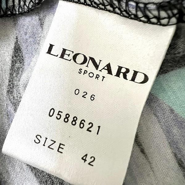 レオナールスポーツ　長袖チュニック　七分袖　花柄　ロゴ　大きいサイズ42 レオナールスポーツ 長袖チュニック 七分袖 花柄 ロゴ 大きい