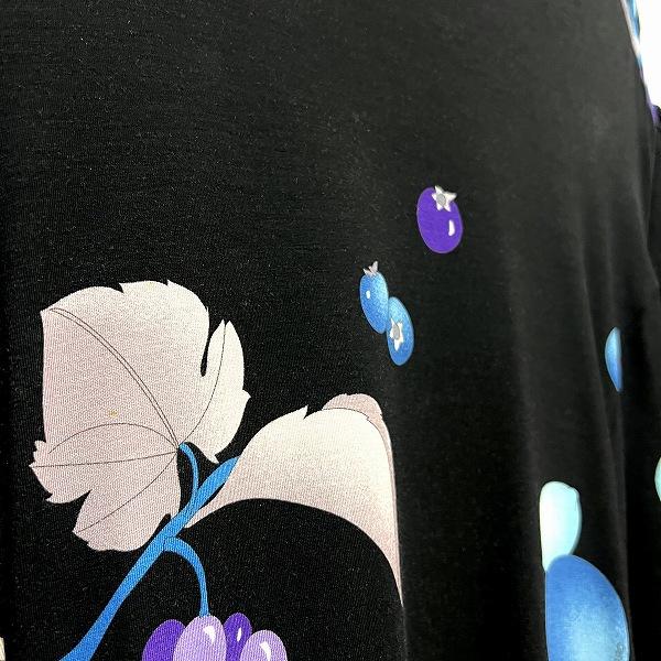 snc レオナール LEONARD チュニック 42 黒系 マルチ フルーツ柄