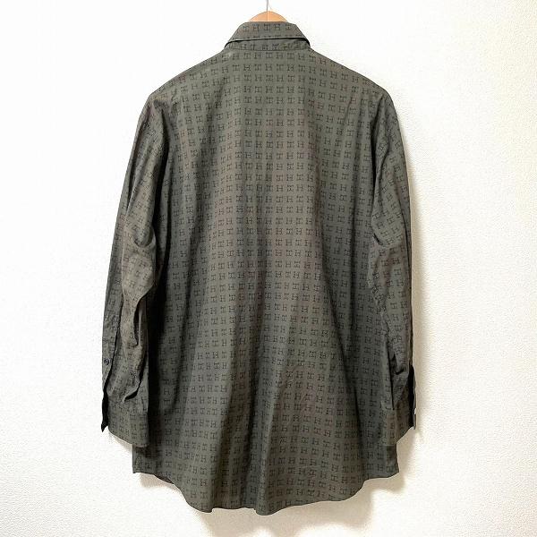 HERMES（エルメス） #apc 長袖シャツ カーキ 黒 セリエボタン Hロゴ 総