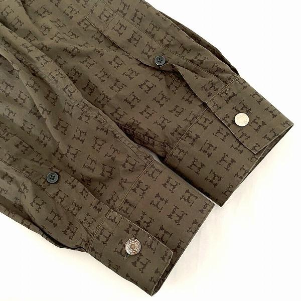 HERMES（エルメス） #apc 長袖シャツ カーキ 黒 セリエボタン Hロゴ 総