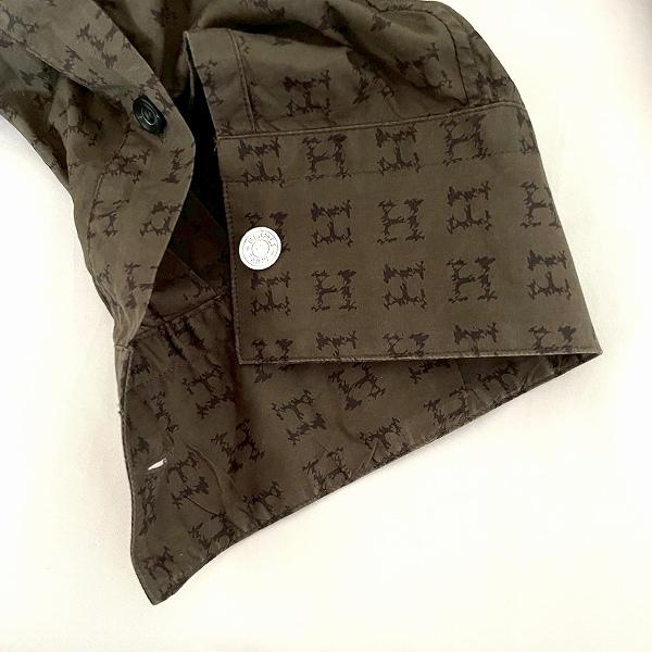 HERMES（エルメス） #apc 長袖シャツ カーキ 黒 セリエボタン Hロゴ 総