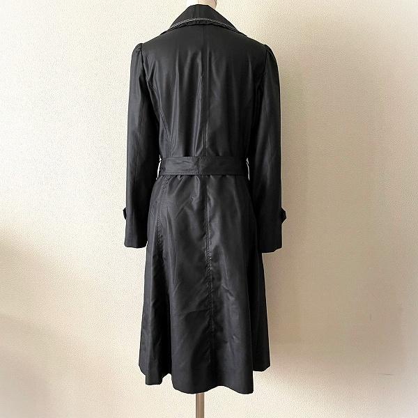 M'S GRACY ブラックトレンチコート anc エムズグレイシー M'SGRACY コート 40 黒系 薄手 フリル ステッチ