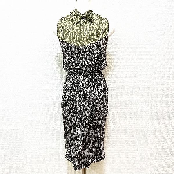 MaxMara 刺繍デザイン ノースリーブワンピース 38 Max Mara（マックスマーラ） #snc ワンピース 38 カーキ系 黒 白 総柄