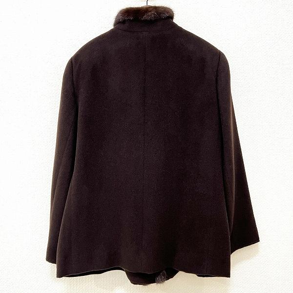 新品】レリアン上質黒ミドルコート（アルパカ70事毛30）ミンクファ付き