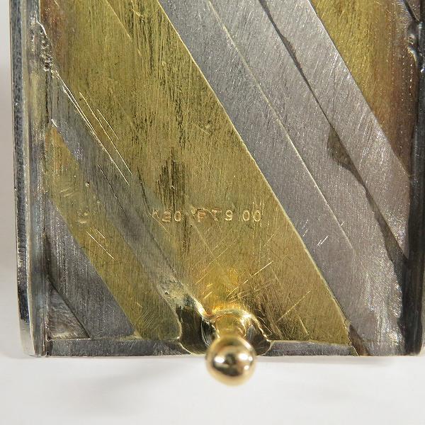 #anzj ベルト 黒 レザー クロコダイル コンビバックル K20YG イエローゴールド Pt900 プラチナ メンズ [912380] |  | 05