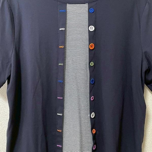 snc レリアン Leilian Tシャツ カットソー 13+ 紺 ボーダー 異素材