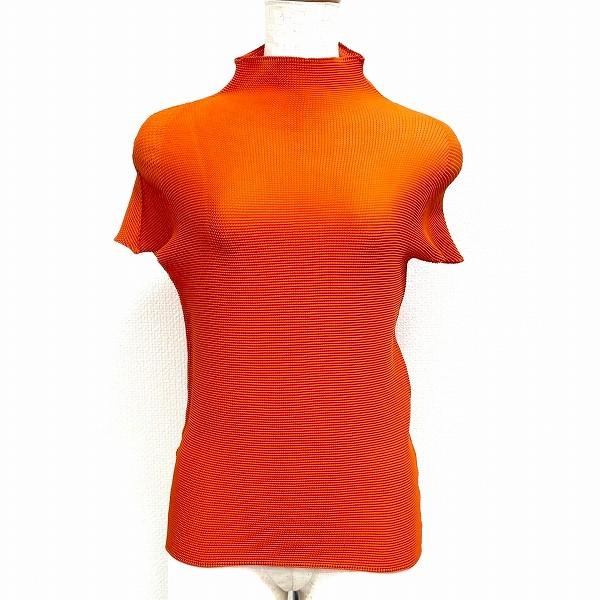 spc イッセイミヤケ ISSEYMIYAKE カットソー 3 オレンジ ストレッチ