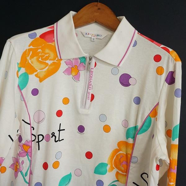 レオナールスポーツ ポロシャツトップス 42 LEONARD #axc レオナールスポーツ SPORT ポロシャツ 42 白系