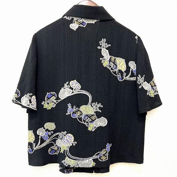 snc シセンドウ 詩仙堂 シャツ・ブラウス 黒 マルチ ちりめん 半袖 花